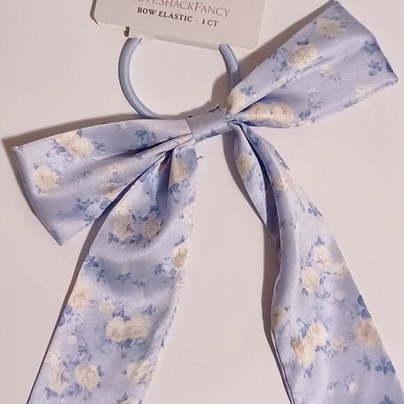 LoveShackFancy X Goody NWT Blue Floral Bow Hair Elastic Coquette Feminine Rococo - Picture 3 of 5